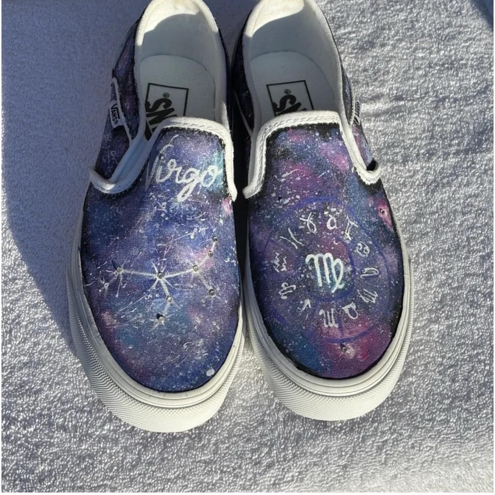 Custom Virgo Zodiac Vans Shoes - -Never Worn -Women’s Size 7.5